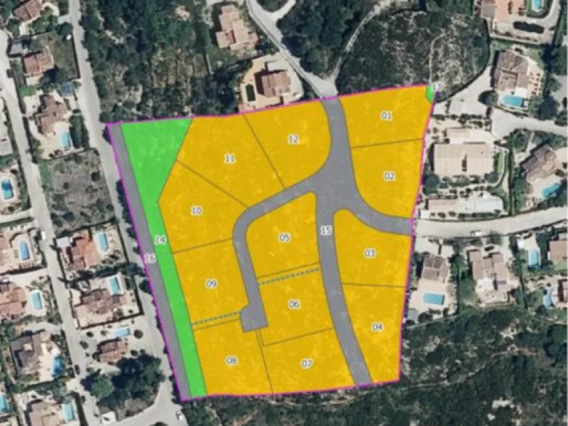 Bouwgrond in Jávea, Pinosol voor 12 villa's met uitzicht op zee