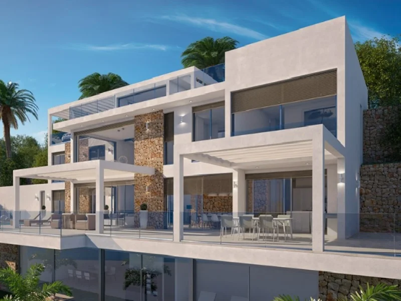 Moderne villa met vier slaapkamers en zeezicht in Jávea