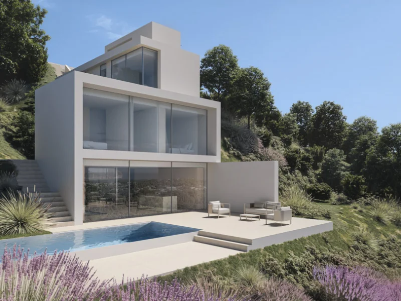 Moderne villa in Benissa, La Fustera met zeezicht en lift