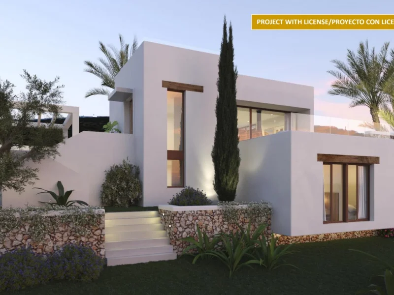 Villa in Ibiza-stijl in Jávea met uitzicht op de Montgó