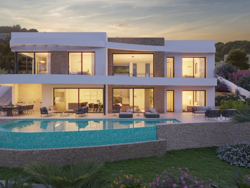 Elegante nieuwbouw villa in Moraira met zeezicht