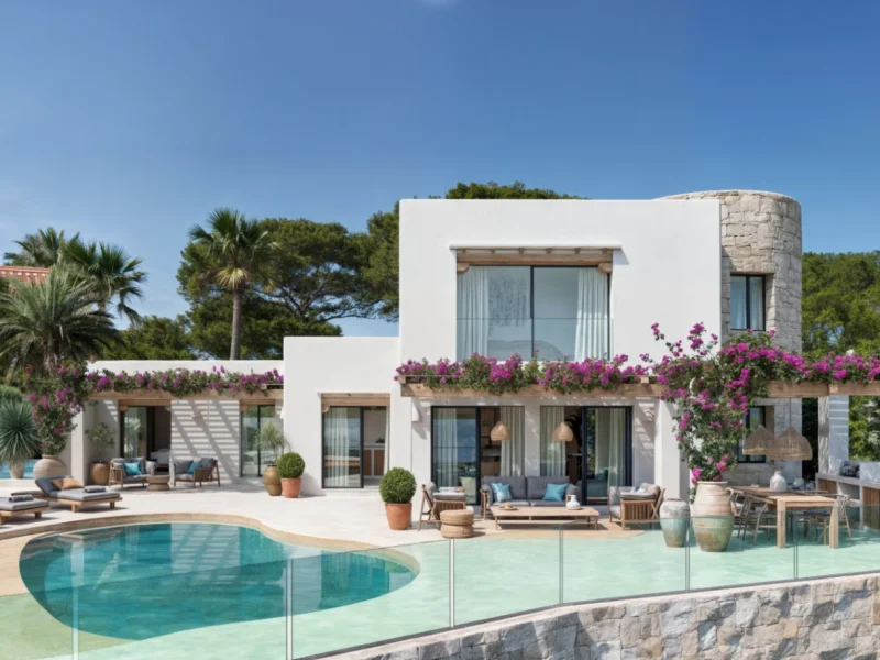 Villa in Ibizastijl in Benimeit, Moraira met zeezicht
