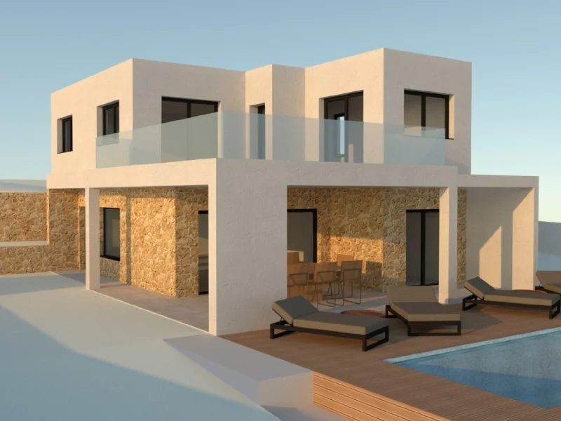 Bouwgrond in Jávea met project voor een moderne villa en zwembad