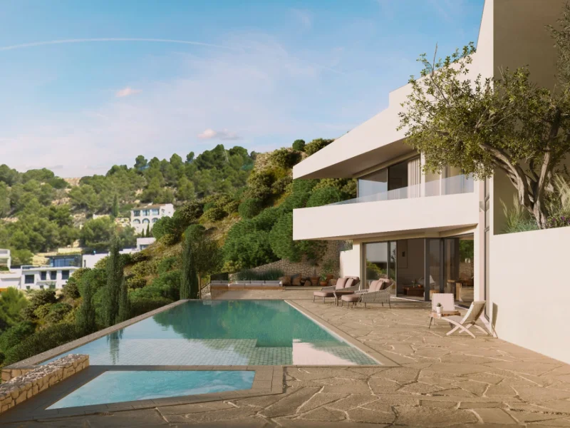 Architectonisch ontworpen villa te koop in Benissa met zeezicht