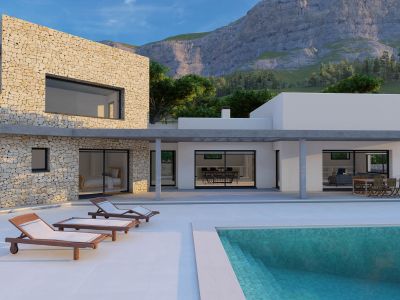 Exterieur van de villa met zwembad