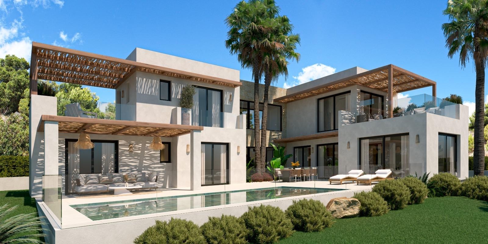Exterieur van villa met zwembad