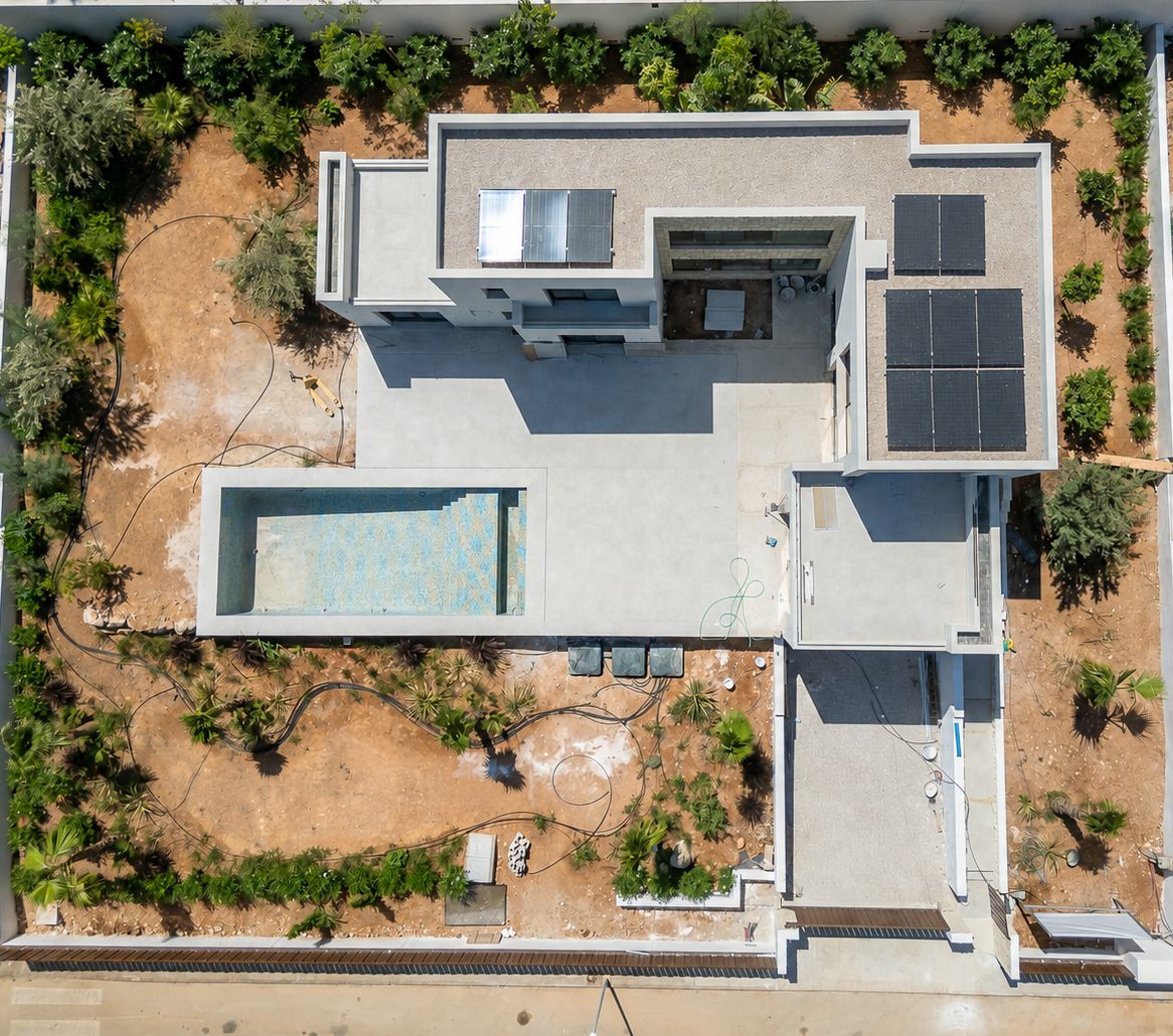 Bovenaanzicht luchtfoto van de villa