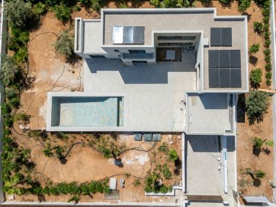 Bovenaanzicht luchtfoto van de villa