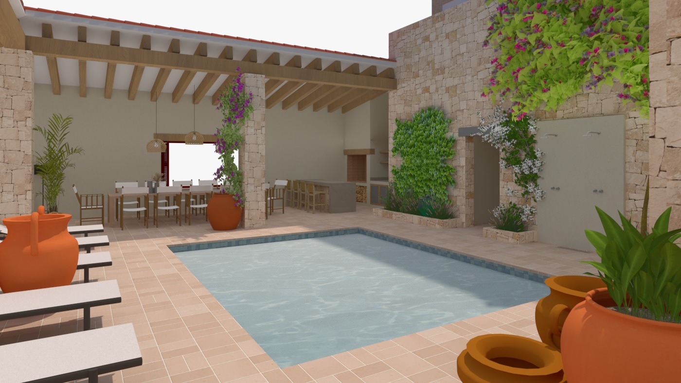 Patio met zwembad