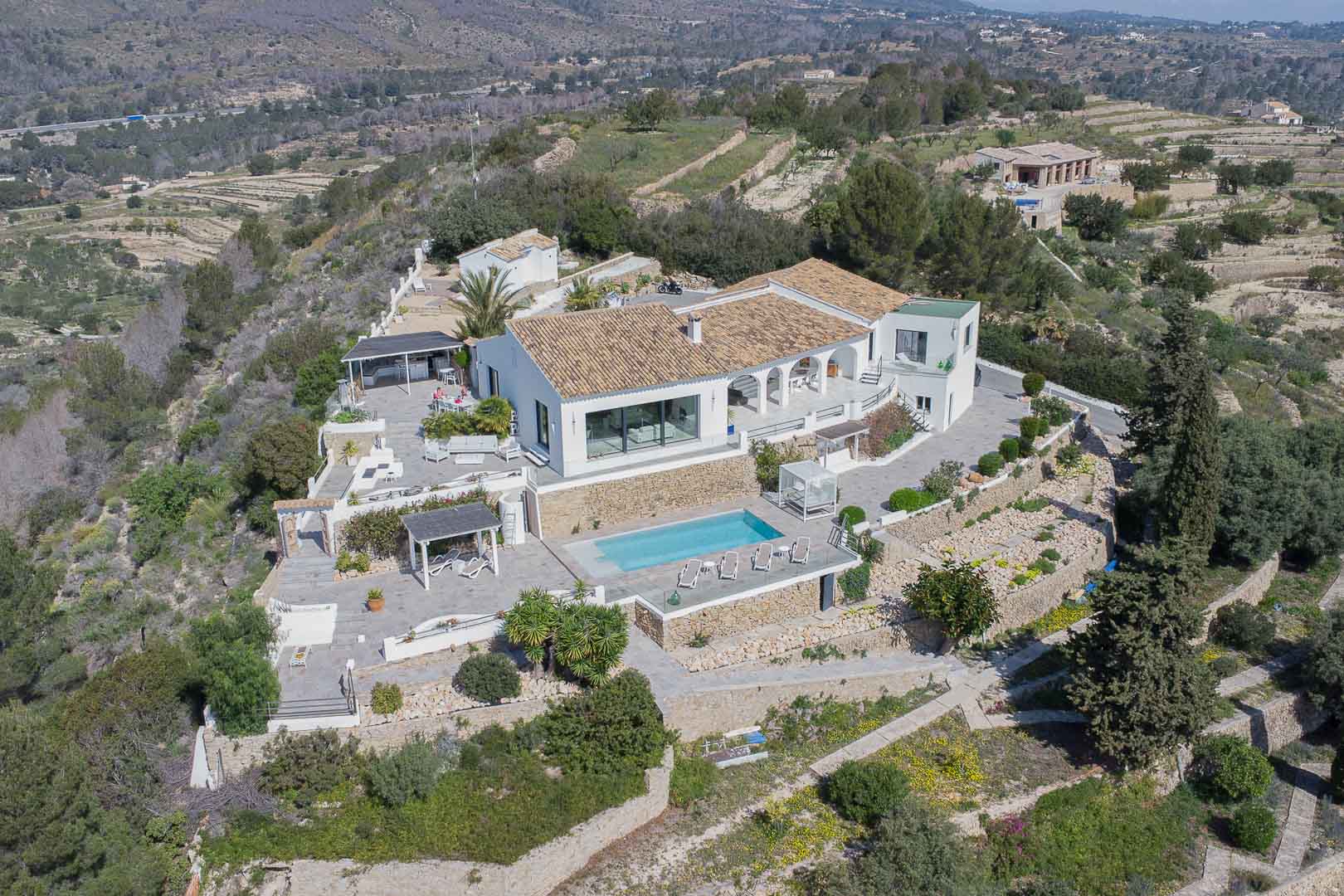 Luchtfoto van de villa