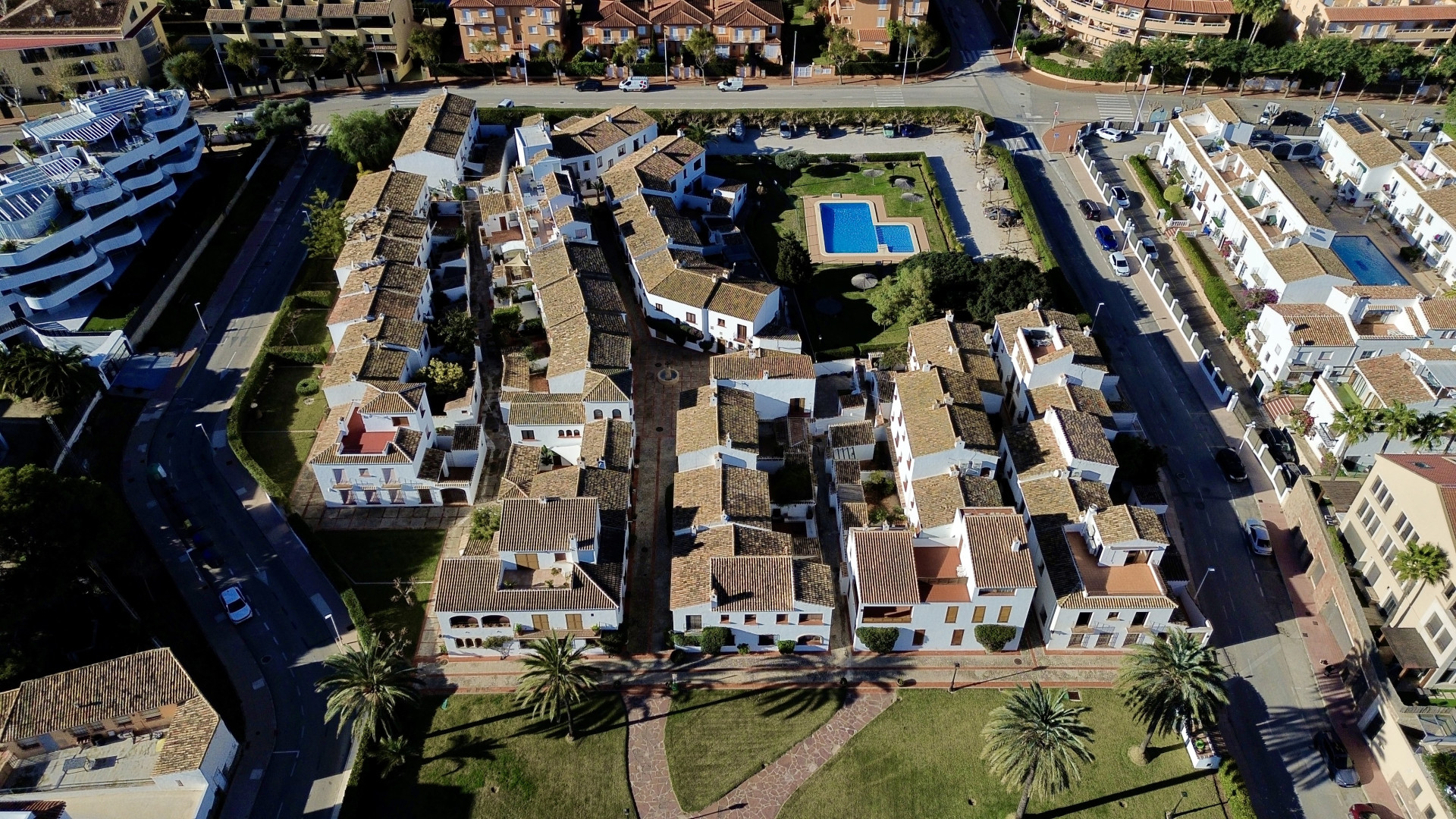 Luchtfoto van het wooncomplex