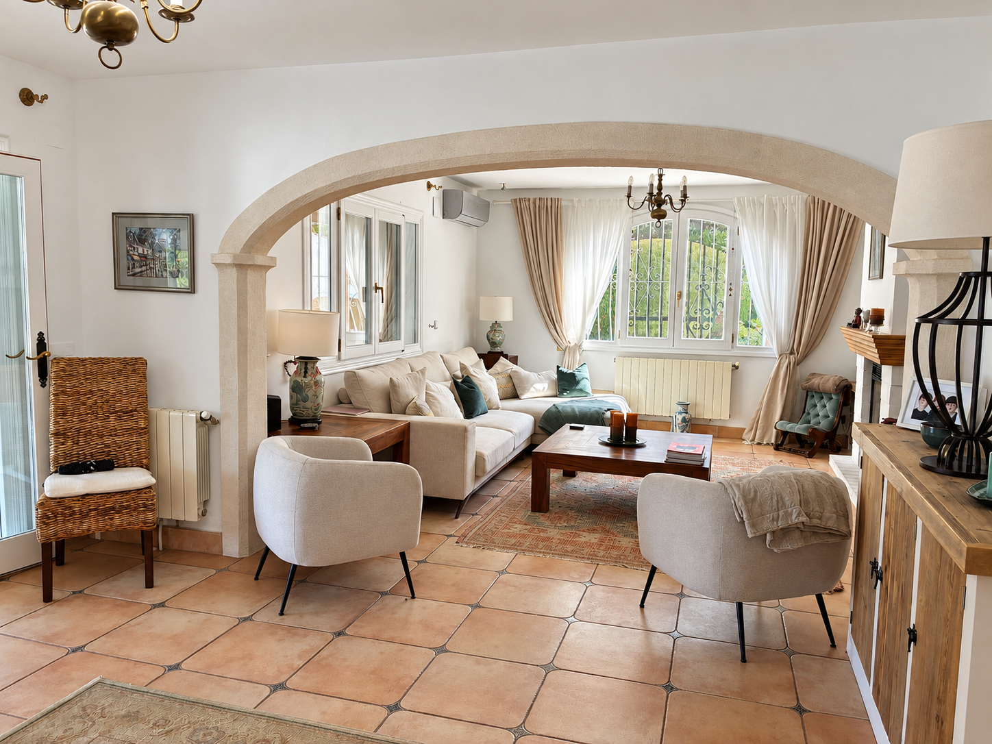 Woonkamer van de villa