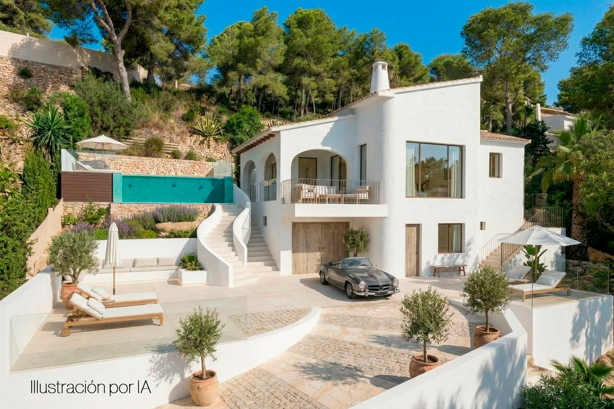 Exterieur van villa met zwembad
