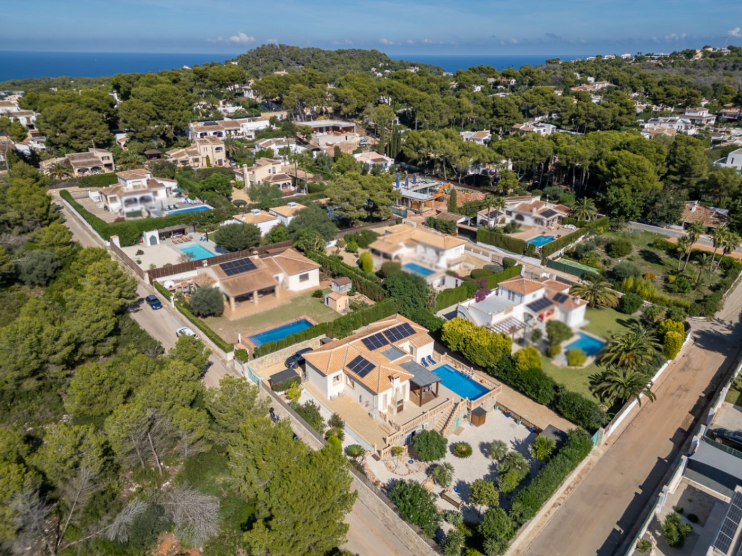 Luchtfoto van de villa