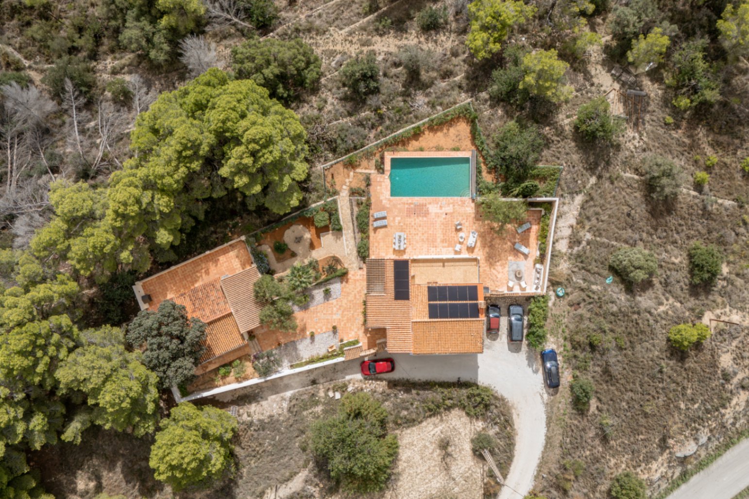 Luchtfoto van de villa