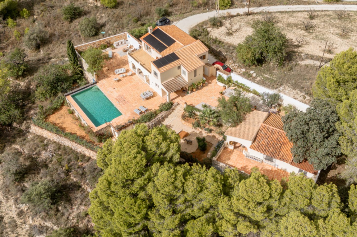 Luchtfoto van de villa
