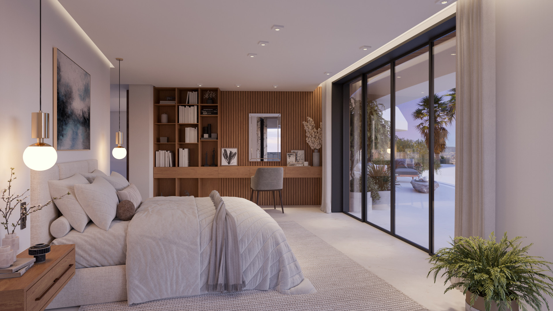 Slaapkamer met terras