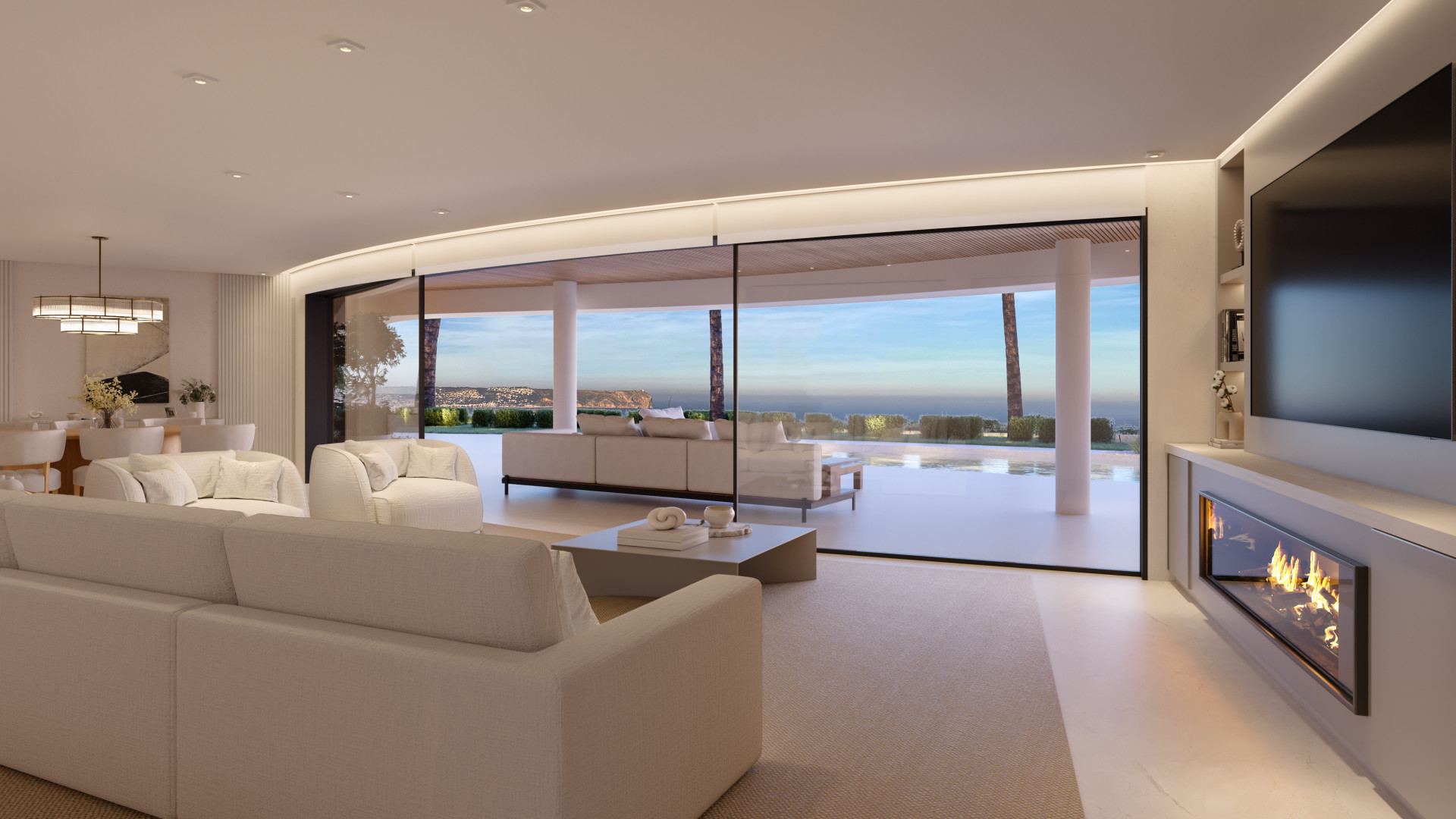 Woonkamer met uitzicht op zee