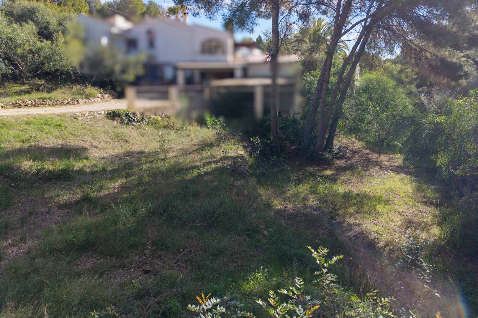 Stedelijk perceel met natuurlijke mediterrane vegetatie en pijnbomen, gelegen in een rustige woonwijk in Moraira met een gunstige zonexpositie.