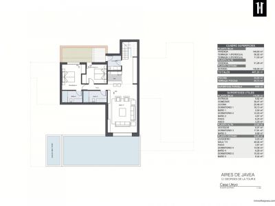 Kelderplattegrond met twee slaapkamers en aangrenzende badkamers, een ruime tv-kamer en een wasruimte, bereikbaar via trap.