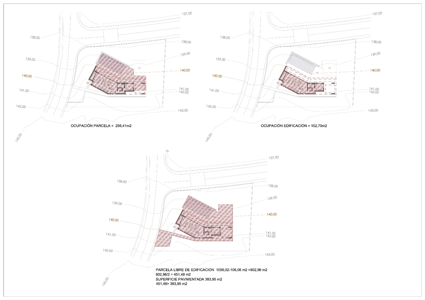 Architectonisch plan van een villa met de bezetting van het perceel en het gebouw.